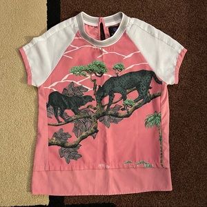 🌻4 for $20🌻 Plains and Prints Pink Wildlife Blouse XSP